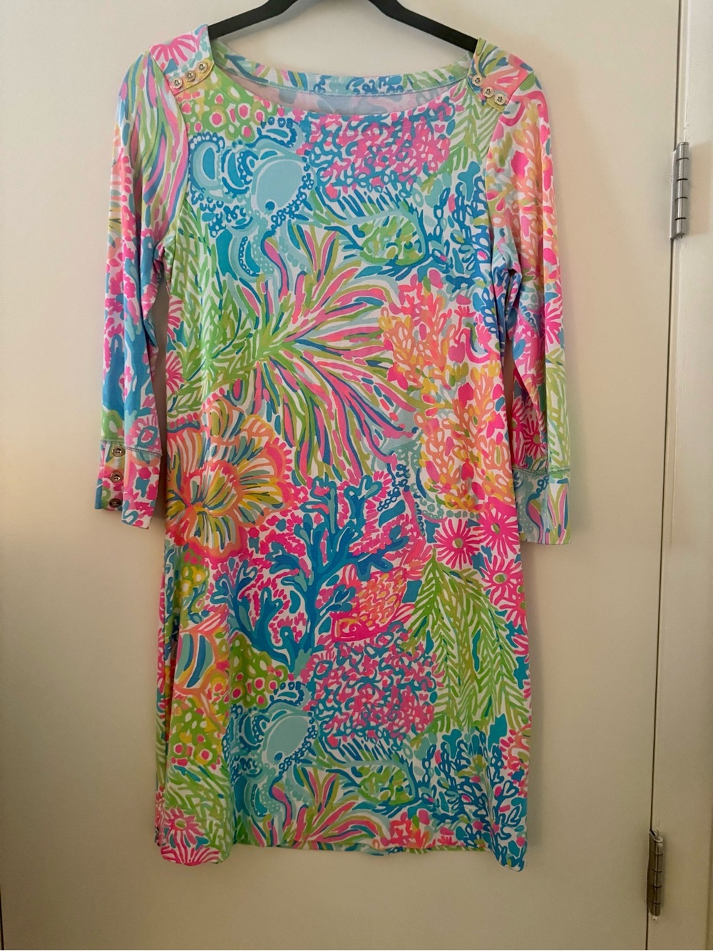 Lilly Pulitzer Pink Blue Green Floral-Print Midi Dress